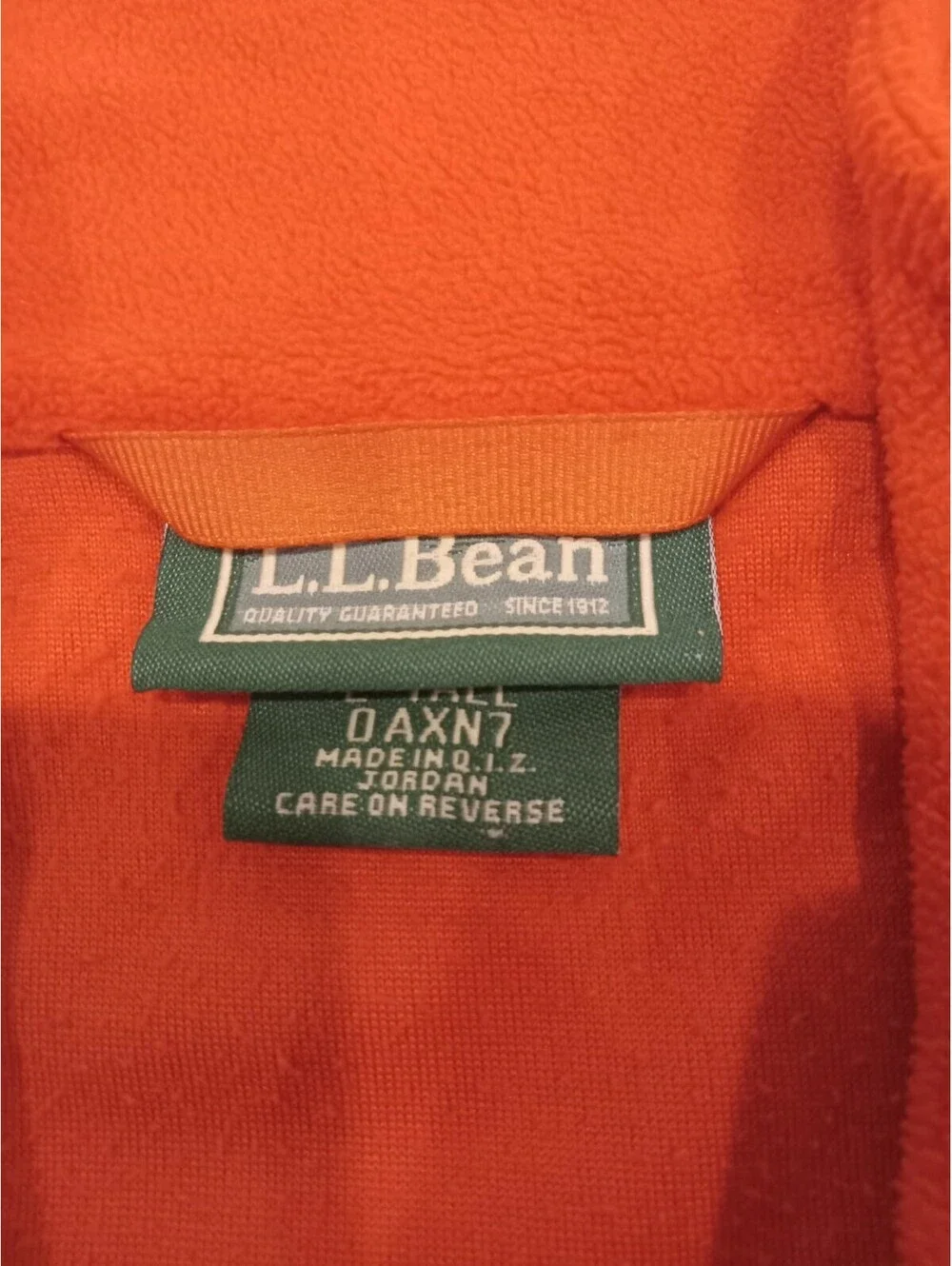 Vintage LL Bean Fleece Jacket Mens Large Tall Blaze Orange Quarter Zip Pullover